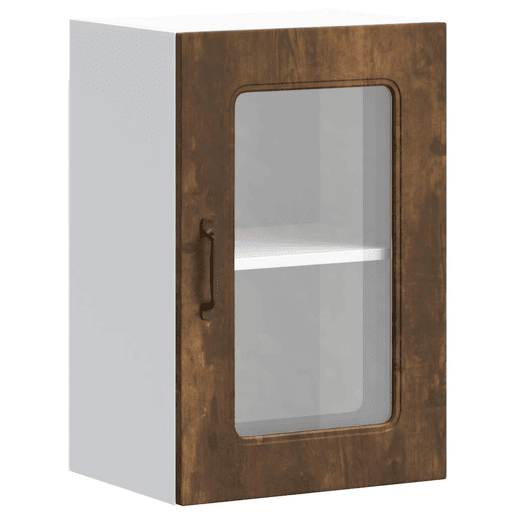 Armário de parede de cozinha - Cozinha modular porta vidro carvalho fumado