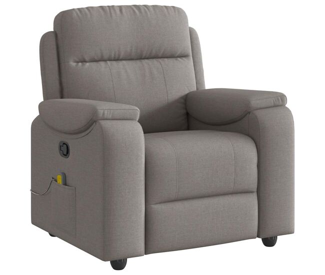 Sillón de masaje reclinable - sillón relax de tela gris taupé
