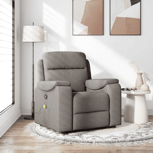 Poltrona de massagens reclinável - Poltrona relax tecido cinzento-acastanhado