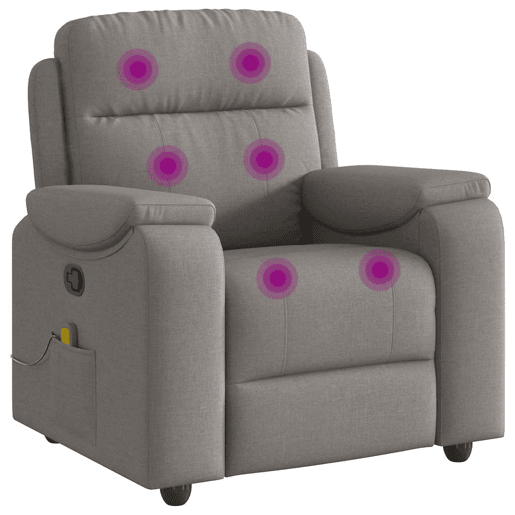 Poltrona de massagens reclinável - Poltrona relax tecido cinzento-acastanhado