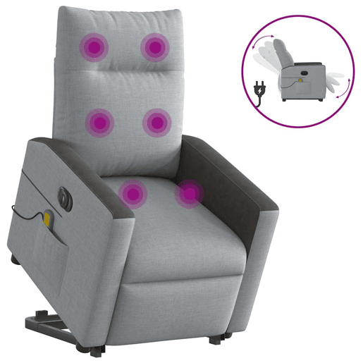 Poltrona elétrica reclinável massagens - Poltrona relax tecido cinzento-claro