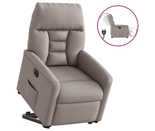 Sillón eléctrico reclinable elevable - sillón relax de tela gris taupe
