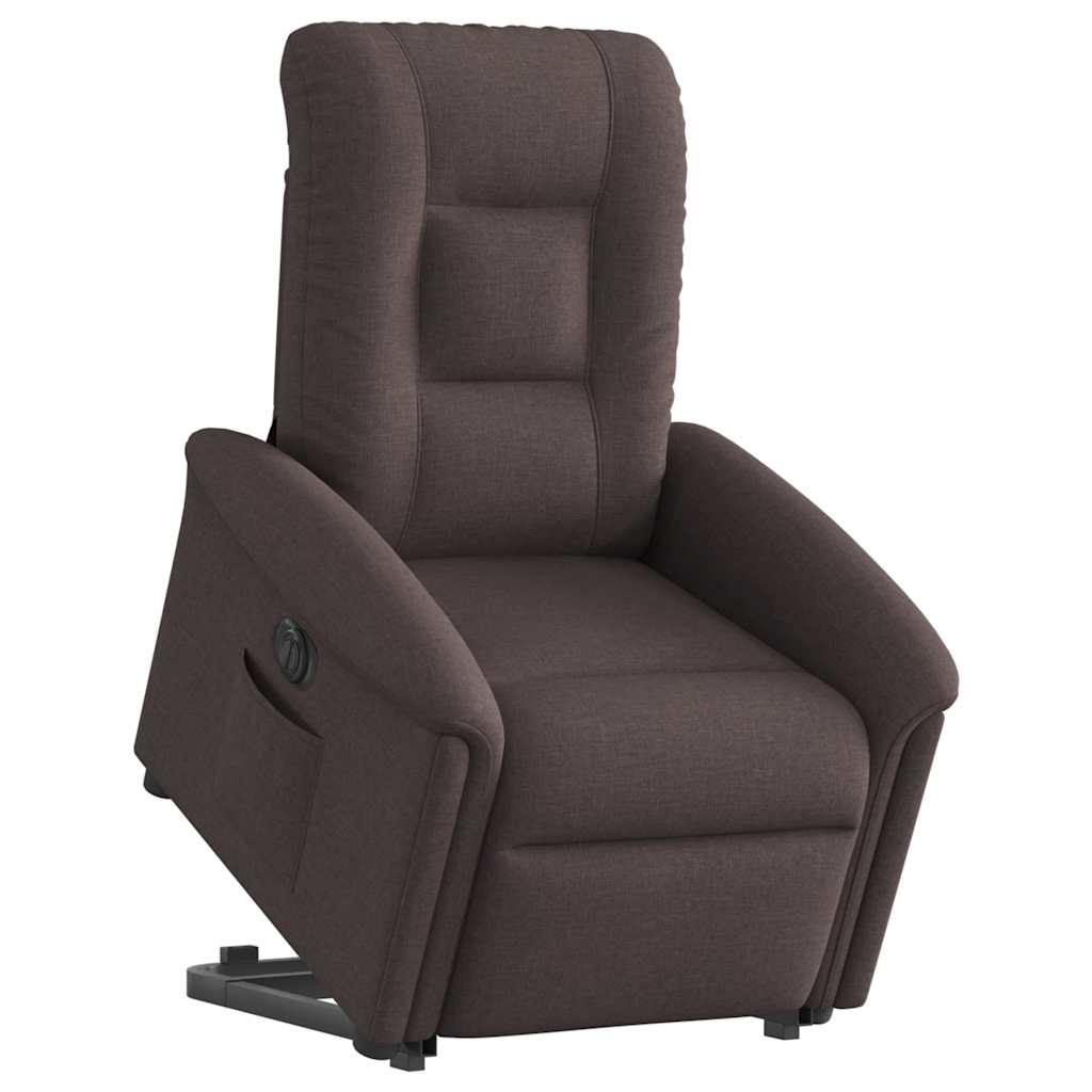 Sillón eléctrico reclinable elevable - sillón relax de tela marrón oscuro