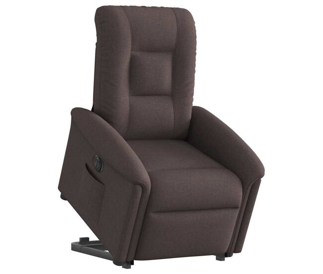 Sillón eléctrico reclinable elevable - sillón relax de tela marrón oscuro
