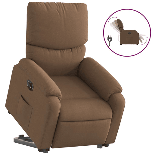 Poltrona reclinável - Poltrona relax elétrica tecido castanho