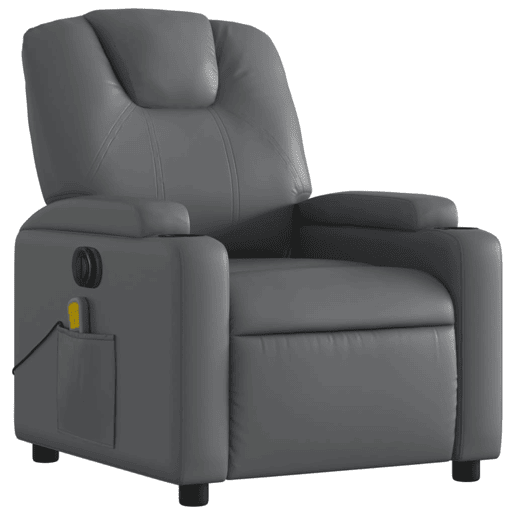 Poltrona massagens reclinável - Poltrona relax elétrica couro artif. cinzento