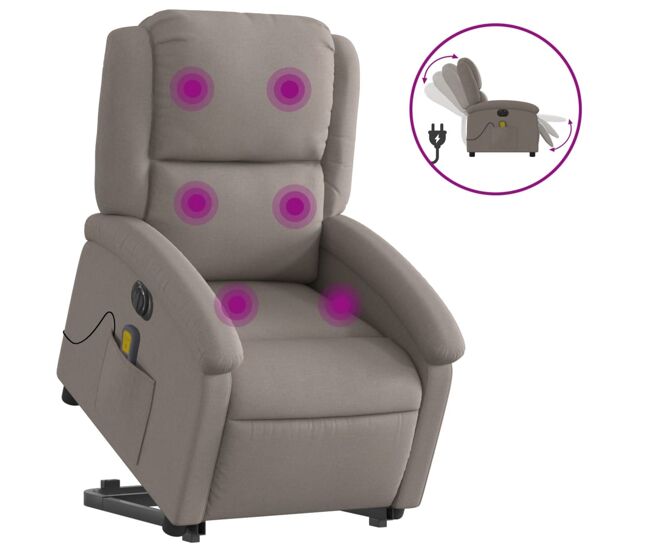 Sillón de masaje eléctrico reclinable - sillón relax elevable tela taupé