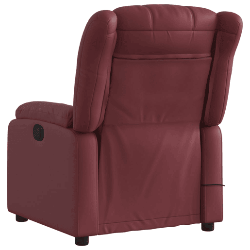 Poltrona massagens reclin. - Poltrona relax elétrica couro artif. vermelho-tinto