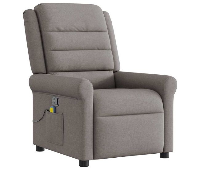 Sillón de masaje reclinable - sillón relax de tela gris taupé