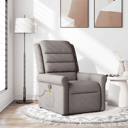 Poltrona de massagens reclinável - Poltrona relax tecido cinzento-acastanhado