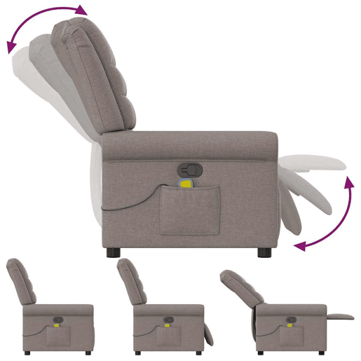 Poltrona de massagens reclinável - Poltrona relax tecido cinzento-acastanhado