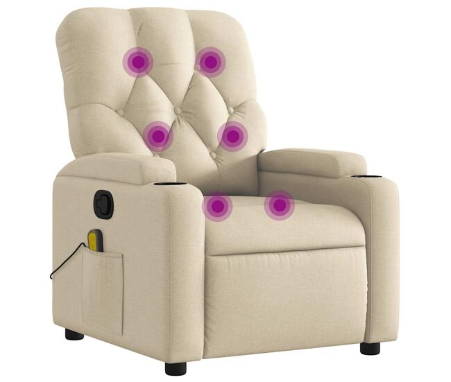Sillón de masaje reclinable - sillón relax de tela crema