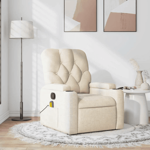 Poltrona de massagens reclinável - Poltrona relax tecido cor creme
