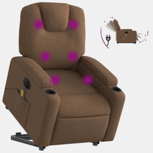 Poltrona elétrica elevatória massagens - Poltrona relax tecido castanho