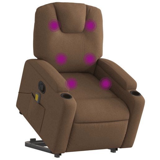 Poltrona elétrica elevatória massagens - Poltrona relax tecido castanho