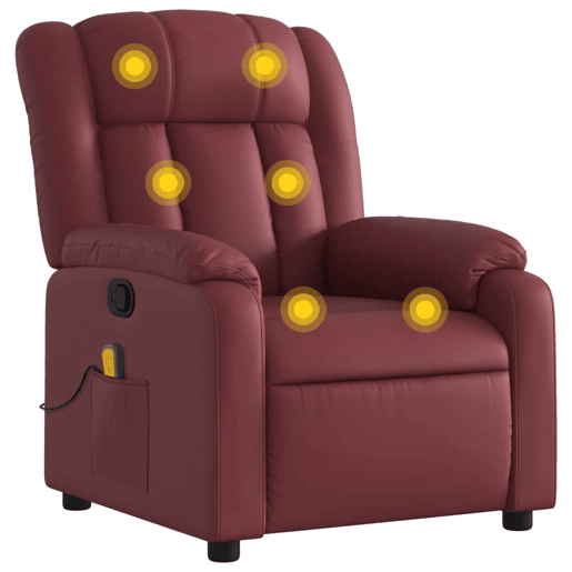 Poltrona massagens reclinável - Poltrona relax couro artificial vermelho tinto