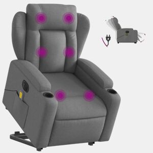 Poltrona elétrica elevatória massagens - Poltrona relax tecido cinzento-escuro
