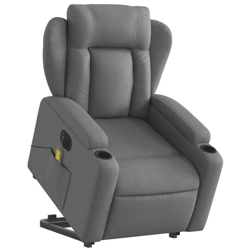 Poltrona elétrica elevatória massagens - Poltrona relax tecido cinzento-escuro