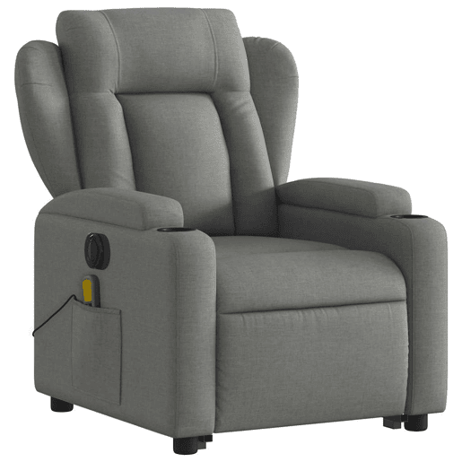 Poltrona elétrica elevatória massagens - Poltrona relax tecido cinzento-escuro