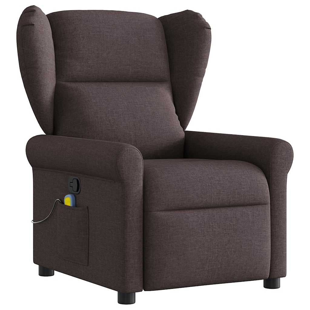 Sillón de masaje reclinable - sillón relax de tela marrón oscuro