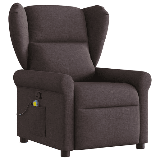 Poltrona de massagens reclinável - Poltrona relax tecido castanho-escuro Poltrona de massagens reclinável - Poltrona relax tecido castanho-escuro