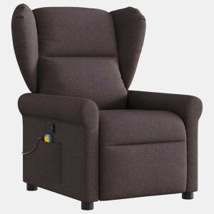Poltrona de massagens reclinável - Poltrona relax tecido castanho-escuro
