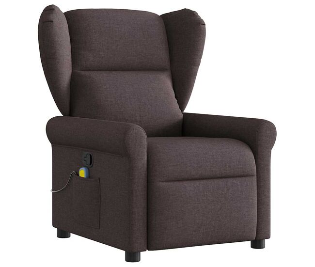 Sillón de masaje reclinable - sillón relax de tela marrón oscuro