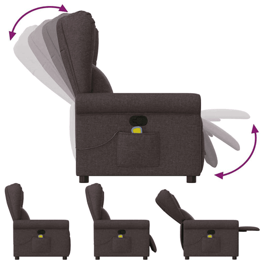 Poltrona de massagens reclinável - Poltrona relax tecido castanho-escuro Poltrona de massagens reclinável - Poltrona relax tecido castanho-escuro