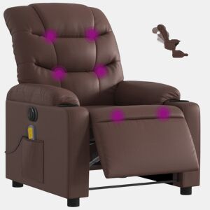 Poltrona massagens reclinável - Poltrona relax elétrica couro artif. castanho