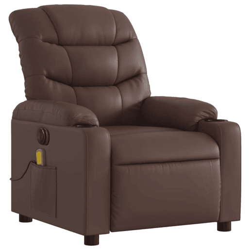 Poltrona massagens reclinável - Poltrona relax elétrica couro artif. castanho