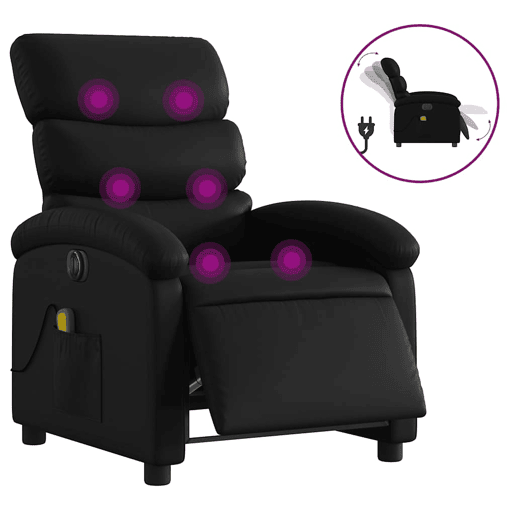 Poltrona massagens reclinável - Poltrona relax elétrica couro artificial preto