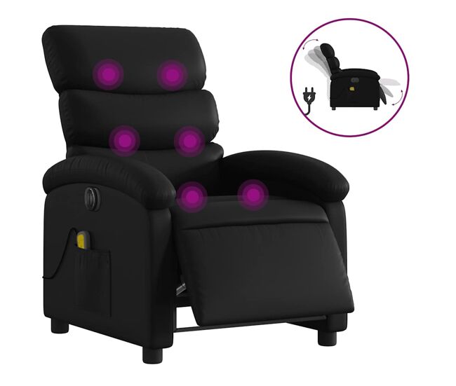 Sillón de masaje reclinable - sillón relax eléctrico cuero sintético negro