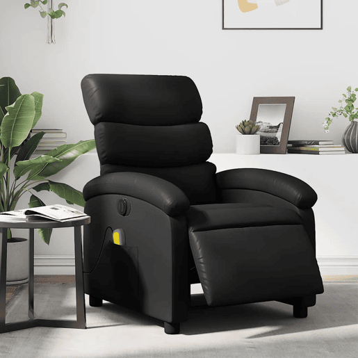 Poltrona massagens reclinável - Poltrona relax elétrica couro artificial preto