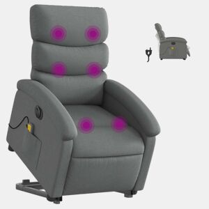 Poltrona elétrica elevatória massagens - Poltrona relax tecido cinzento-escuro