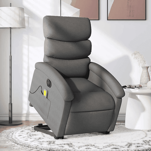 Poltrona elétrica elevatória massagens - Poltrona relax tecido cinzento-escuro