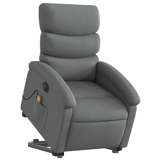 Poltrona elétrica elevatória massagens - Poltrona relax tecido cinzento-escuro