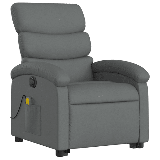 Poltrona elétrica elevatória massagens - Poltrona relax tecido cinzento-escuro