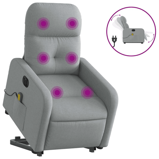 Poltrona elétrica reclinável massagens - Poltrona relax tecido cinzento-claro