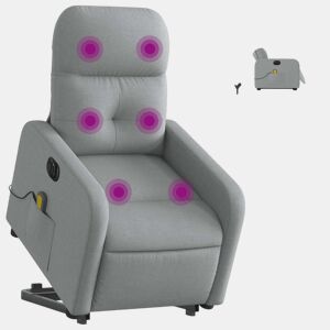 Poltrona elétrica reclinável massagens - Poltrona relax tecido cinzento-claro