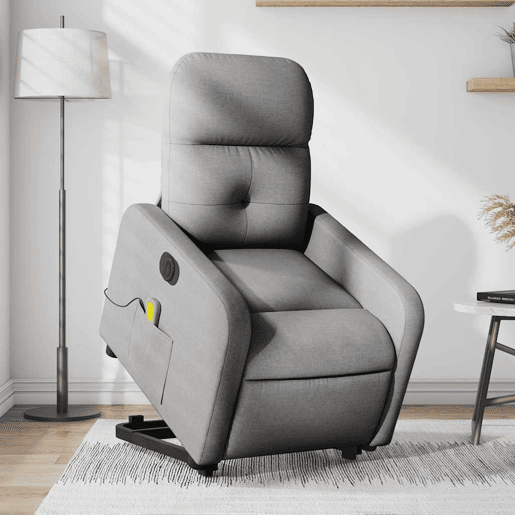 Poltrona elétrica reclinável massagens - Poltrona relax tecido cinzento-claro