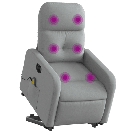 Poltrona elétrica reclinável massagens - Poltrona relax tecido cinzento-claro