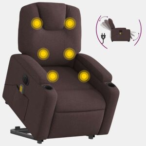 Poltrona elétrica massagens - Poltrona relax tecido castanho-escuro