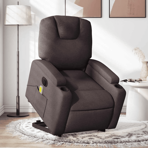 Poltrona elétrica massagens - Poltrona relax tecido castanho-escuro