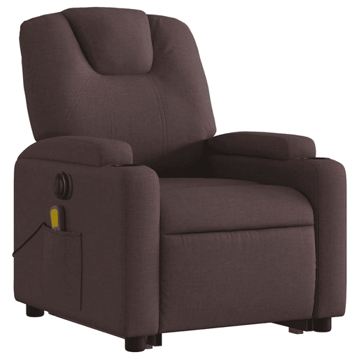 Poltrona elétrica massagens - Poltrona relax tecido castanho-escuro