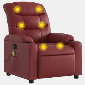 Poltrona massagens reclinável - Poltrona relax couro artificial vermelho tinto