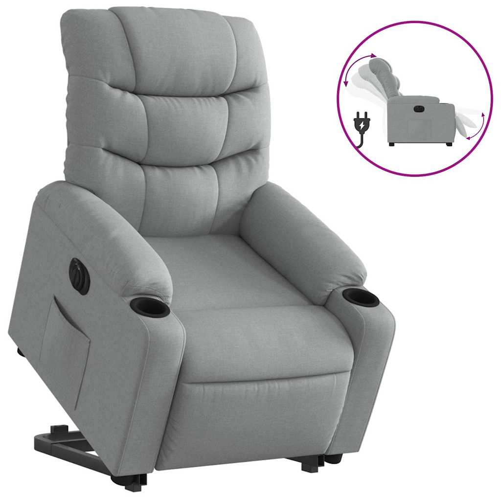 Sillón eléctrico reclinable elevable - sillón relax de tela gris claro
