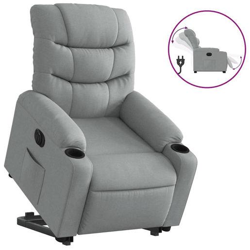 Poltrona reclinável - Poltrona relax elétrica tecido cinzento-claro