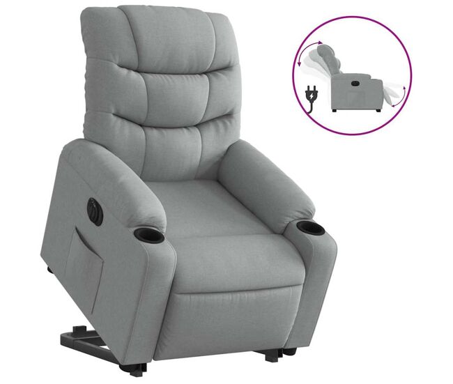 Sillón eléctrico reclinable elevable - sillón relax de tela gris claro