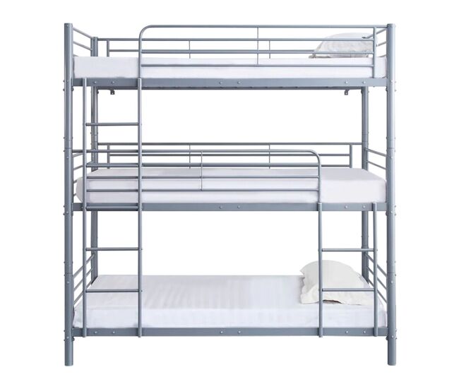 Litera triple de metal "havin" - 90 x 190 cm - gris -