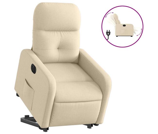 Sillón eléctrico reclinable elevable - sillón relax de tela color crema